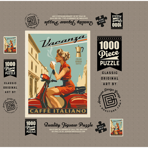 Vacanza Italiana Coffee, Vintage Poster 1000 Jigsaw Puzzle box 3D Modell