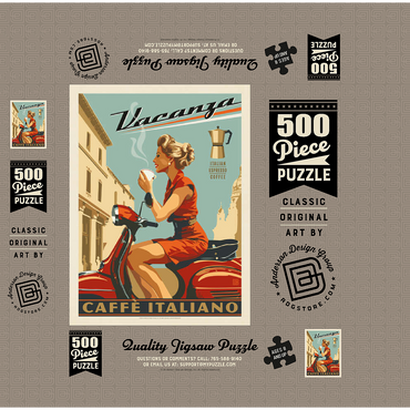 Vacanza Italiana Coffee, Vintage Poster 500 Jigsaw Puzzle box 3D Modell