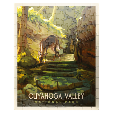 puzzleplate Cuyahoga Valley National Park: Daybreak Deer, Vintage Poster 100 Jigsaw Puzzle