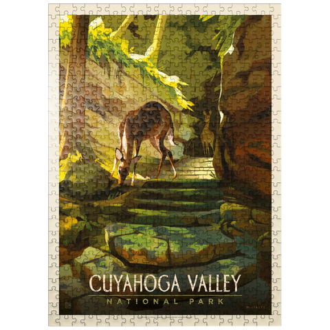 puzzleplate Cuyahoga Valley National Park: Daybreak Deer, Vintage Poster 500 Jigsaw Puzzle
