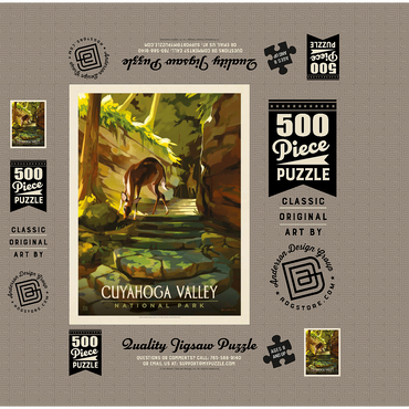 Cuyahoga Valley National Park: Daybreak Deer, Vintage Poster 500 Jigsaw Puzzle box 3D Modell