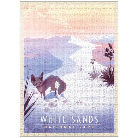 puzzleplate White Sands National Park: Kit Fox, Vintage Poster 1000 Jigsaw Puzzle