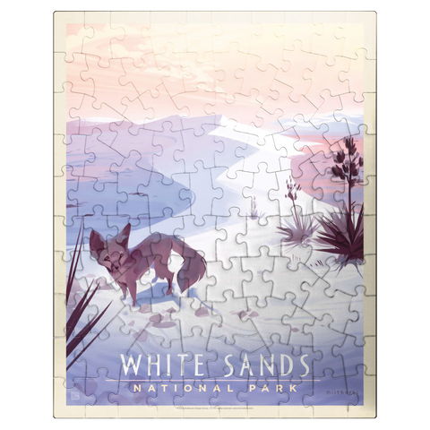 puzzleplate White Sands National Park: Kit Fox, Vintage Poster 100 Jigsaw Puzzle