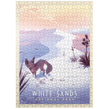 puzzleplate White Sands National Park: Kit Fox, Vintage Poster 500 Jigsaw Puzzle