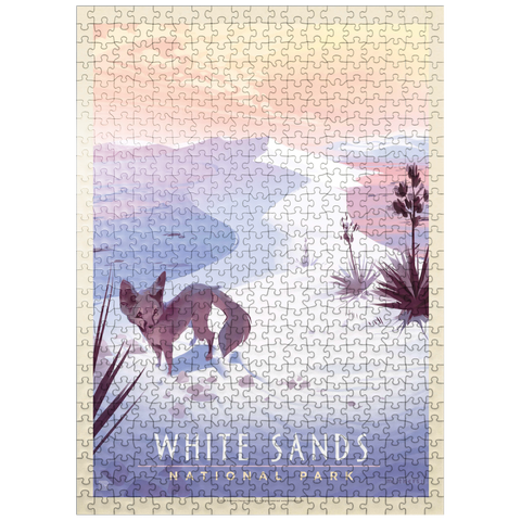 puzzleplate White Sands National Park: Kit Fox, Vintage Poster 500 Jigsaw Puzzle