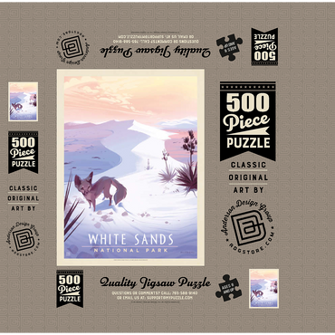 White Sands National Park: Kit Fox, Vintage Poster 500 Jigsaw Puzzle box 3D Modell