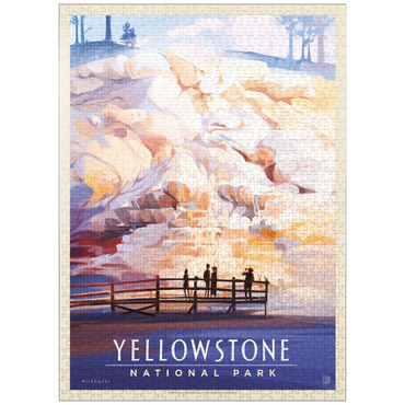 puzzleplate Yellowstone National Park: Mammoth Hot Springs Terraces, Vintage Poster 1000 Jigsaw Puzzle