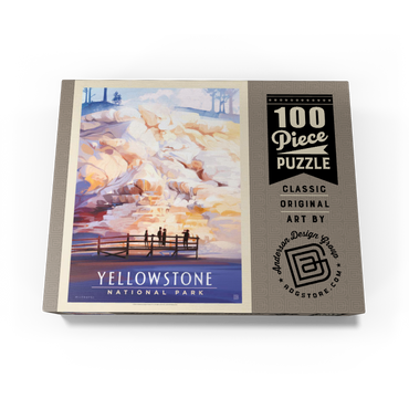 Yellowstone National Park: Mammoth Hot Springs Terraces, Vintage Poster 100 Jigsaw Puzzle box view3