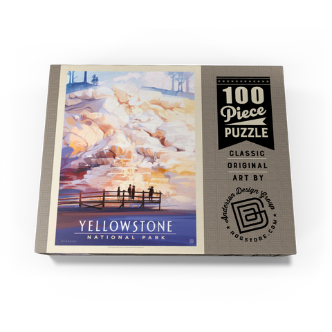 Yellowstone National Park: Mammoth Hot Springs Terraces, Vintage Poster 100 Jigsaw Puzzle box view3