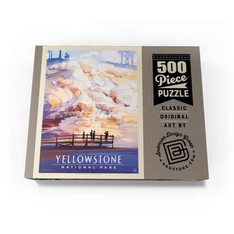 Yellowstone National Park: Mammoth Hot Springs Terraces, Vintage Poster 500 Jigsaw Puzzle box view3