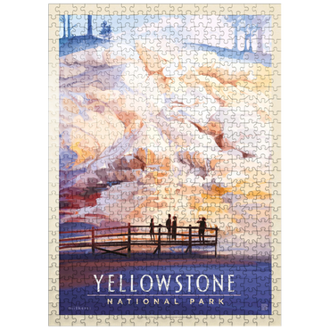 puzzleplate Yellowstone National Park: Mammoth Hot Springs Terraces, Vintage Poster 500 Jigsaw Puzzle