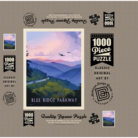 Blue Ridge Parkway: Bird's Eye View, Vintage Poster 1000 Jigsaw Puzzle box 3D Modell