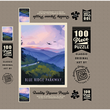 Blue Ridge Parkway: Bird's Eye View, Vintage Poster 100 Jigsaw Puzzle box 3D Modell