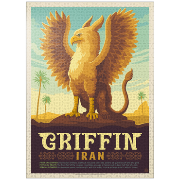 puzzleplate Mythical Creatures: Griffin (Iran), Vintage Poster 1000 Jigsaw Puzzle