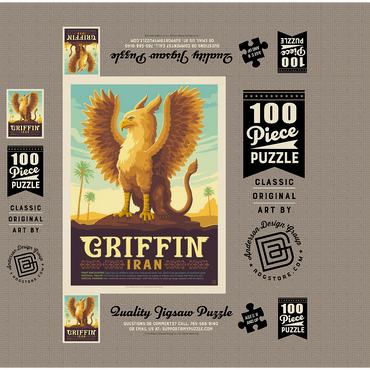 Mythical Creatures: Griffin (Iran), Vintage Poster 100 Jigsaw Puzzle box 3D Modell