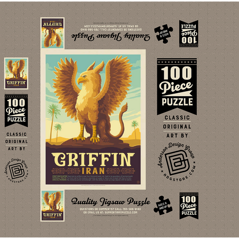 Mythical Creatures: Griffin (Iran), Vintage Poster 100 Jigsaw Puzzle box 3D Modell