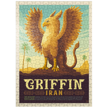 puzzleplate Mythical Creatures: Griffin (Iran), Vintage Poster 500 Jigsaw Puzzle