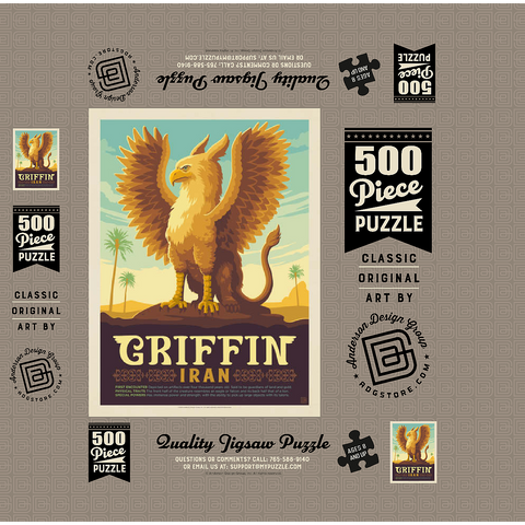 Mythical Creatures: Griffin (Iran), Vintage Poster 500 Jigsaw Puzzle box 3D Modell