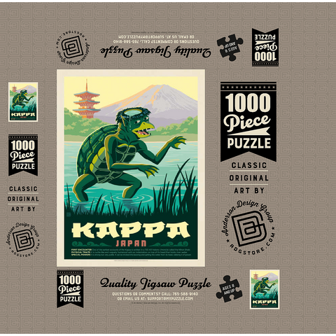 Mythical Creatures: Kappa (Japan), Vintage Poster 1000 Jigsaw Puzzle box 3D Modell