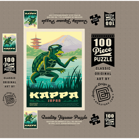 Mythical Creatures: Kappa (Japan), Vintage Poster 100 Jigsaw Puzzle box 3D Modell