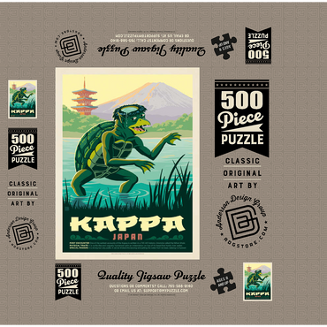 Mythical Creatures: Kappa (Japan), Vintage Poster 500 Jigsaw Puzzle box 3D Modell