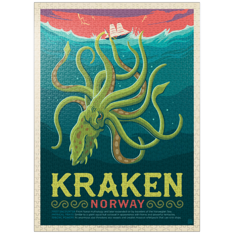 puzzleplate Mythical Creatures: Kraken (Norway), Vintage Poster 1000 Jigsaw Puzzle