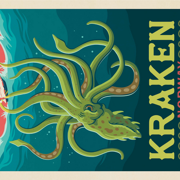 Mythical Creatures: Kraken (Norway), Vintage Poster 1000 Jigsaw Puzzle 3D Modell