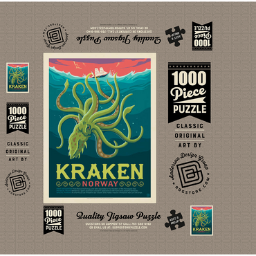 Mythical Creatures: Kraken (Norway), Vintage Poster 1000 Jigsaw Puzzle box 3D Modell