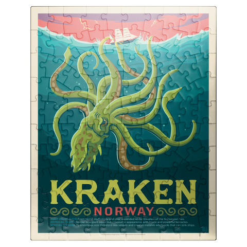 puzzleplate Mythical Creatures: Kraken (Norway), Vintage Poster 100 Jigsaw Puzzle