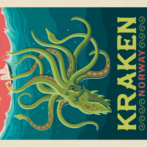 Mythical Creatures: Kraken (Norway), Vintage Poster 100 Jigsaw Puzzle 3D Modell