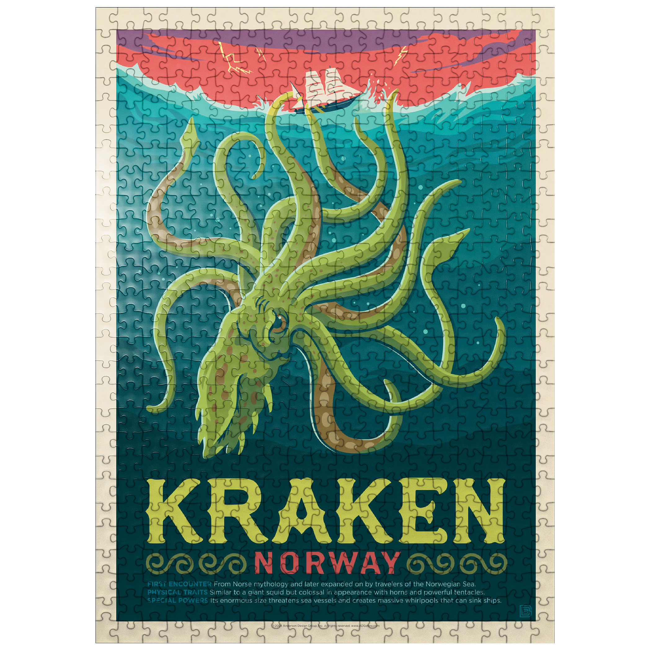 Mythical Creatures: Kraken (Norway), Vintage Poster – MyPuzzle.com USA
