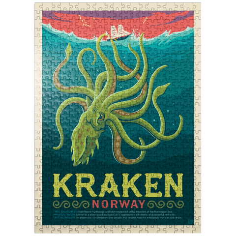 puzzleplate Mythical Creatures: Kraken (Norway), Vintage Poster 500 Jigsaw Puzzle