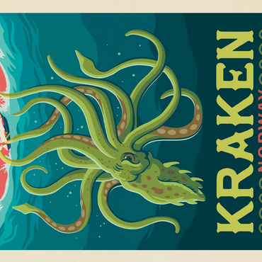 Mythical Creatures: Kraken (Norway), Vintage Poster 500 Jigsaw Puzzle 3D Modell
