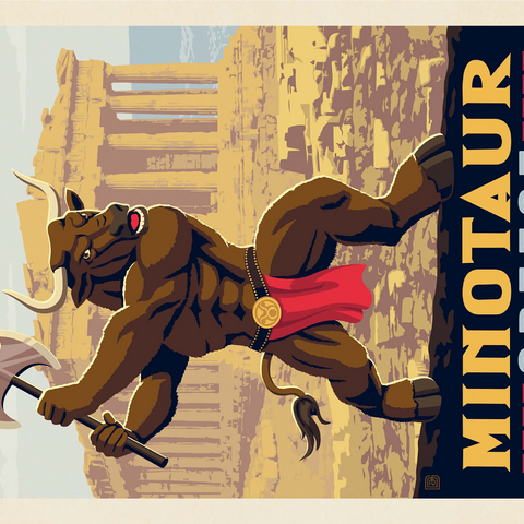 Mythical Creatures: Minotaur (Greece), Vintage Poster 1000 Jigsaw Puzzle 3D Modell