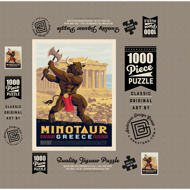 Mythical Creatures: Minotaur (Greece), Vintage Poster 1000 Jigsaw Puzzle box 3D Modell