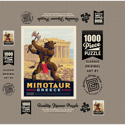 Mythical Creatures: Minotaur (Greece), Vintage Poster 1000 Jigsaw Puzzle box 3D Modell