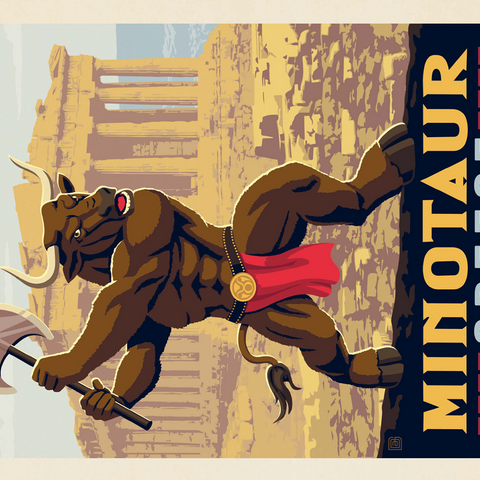 Mythical Creatures: Minotaur (Greece), Vintage Poster 500 Jigsaw Puzzle 3D Modell