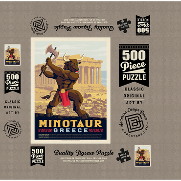 Mythical Creatures: Minotaur (Greece), Vintage Poster 500 Jigsaw Puzzle box 3D Modell