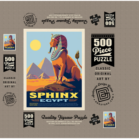 Mythical Creatures: Sphinx (Egypt), Vintage Poster 500 Jigsaw Puzzle box 3D Modell