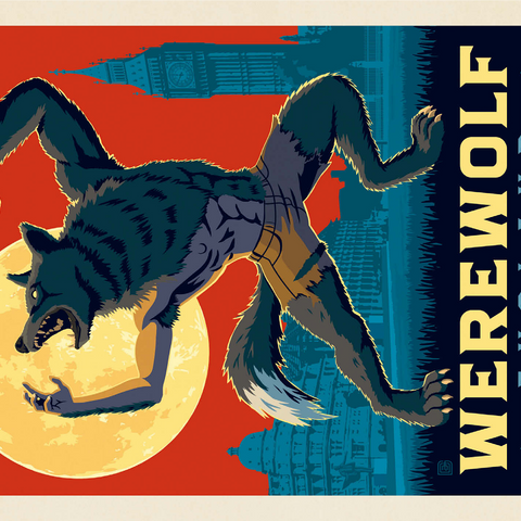 Mythical Creatures: Werewolf (England), Vintage Poster 1000 Jigsaw Puzzle 3D Modell