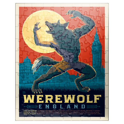 puzzleplate Mythical Creatures: Werewolf (England), Vintage Poster 100 Jigsaw Puzzle