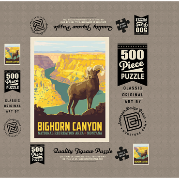 Bighorn Canyon National Recreation Area, Montana, Vintage Poster 500 Jigsaw Puzzle box 3D Modell