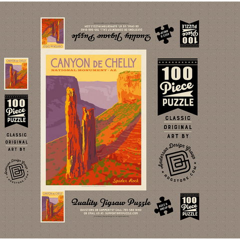 Canyon De Chelly National Monument, Arizona, Vintage Poster 100 Jigsaw Puzzle box 3D Modell