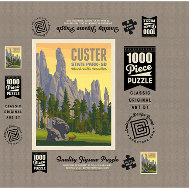 Custer State Park, South Dakota, Vintage Poster 1000 Jigsaw Puzzle box 3D Modell