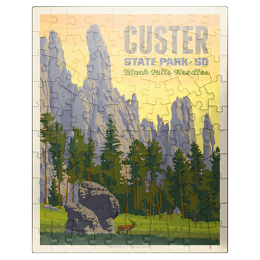 puzzleplate Custer State Park, South Dakota, Vintage Poster 100 Jigsaw Puzzle