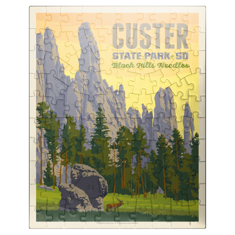 puzzleplate Custer State Park, South Dakota, Vintage Poster 100 Jigsaw Puzzle