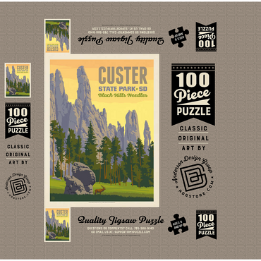 Custer State Park, South Dakota, Vintage Poster 100 Jigsaw Puzzle box 3D Modell