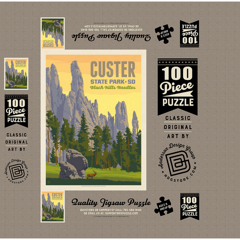 Custer State Park, South Dakota, Vintage Poster 100 Jigsaw Puzzle box 3D Modell