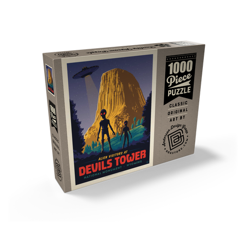 Devils Tower, WY: Alien Visitation, Vintage Poster 1000 Jigsaw Puzzle box view2