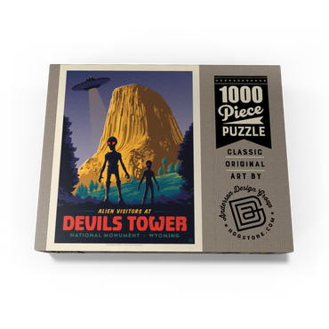 Devils Tower, WY: Alien Visitation, Vintage Poster 1000 Jigsaw Puzzle box view3